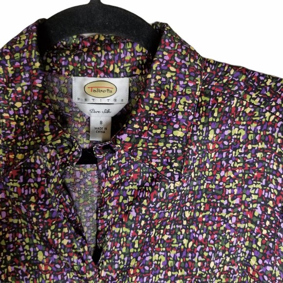 Talbots Petites Multicolored Pure Silk Ruched Top - Picture 5 of 5